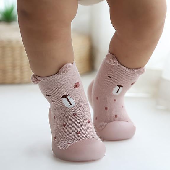 SHRBI Unisex Babies Infant First Walking Toddler Socks with Non-Slip Soft Sole Warm Baby Socks Ankle Boots Cartoon Design Children Shoes 7 41d4yBgBKDL