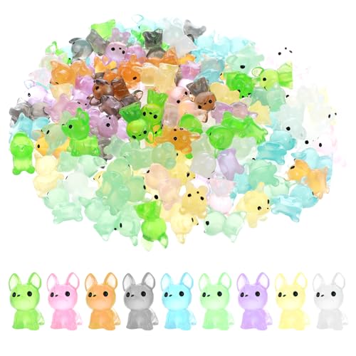 Mini figurines de chien en résine phosphorescentes x135 pour déco gâteau