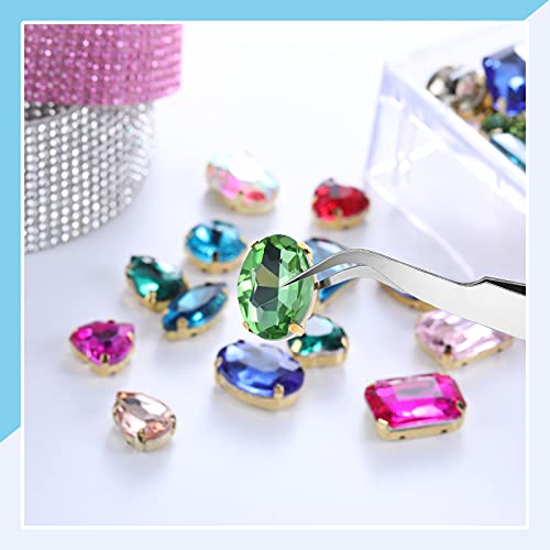 60 Pieces Sew on Rhinestones Mixed Shape Flat Back Sew on Glass Crystals Multicolors Glass Rhinestone Gems Mix Sizes Rhinestone Beads for Craft, Clothing, Garments, Dress, Earrings