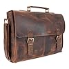 moonster Leather Messenger Bag for Men Rustic Messenger Bag for Women – Handmade Full Grain Distressed Buffalo Leather – 16 Inch Laptop Bag with Padded Compartment + Pockets & Adjustable Strap #5
