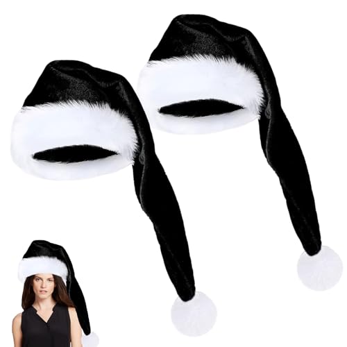 2 Stück Lang Weihnachtsmütze, 75cm Nikolausmütze Erwachsene,...