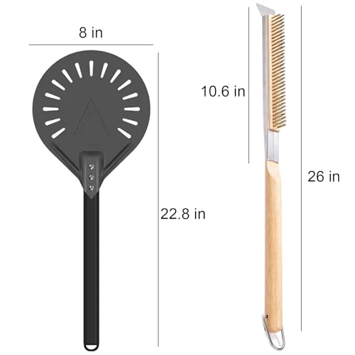 Kit de acessórios para forno de pizza com escova de forno de pizza e raspador de pedra, descascador