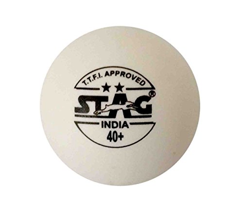Stag Two Star Plastic Table Tennis Ball, 40mm Pack of 6 (White)