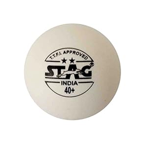 Stag Two Star Tischtennisball, Kunststoff, 40 mm, 3 Stück (weiß)