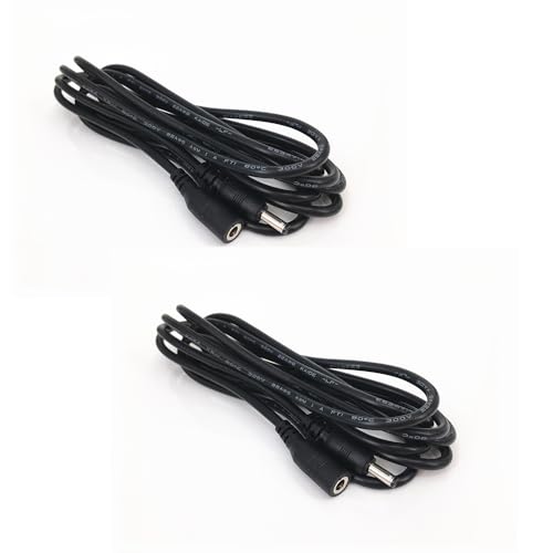 HUALAND 2pcs 6.56 ft Black DC Power Cable Male to Female, 3.5mm x 1.35mm DC Plug Jack Power Supply Adapter Cord for CCTV Surveillance Security Camera LED Strip