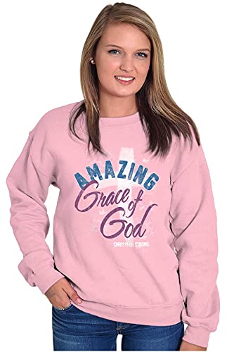 Amazing Grace Of God Christian Women Crewneck Sweatshirt Light Pink #TOP4