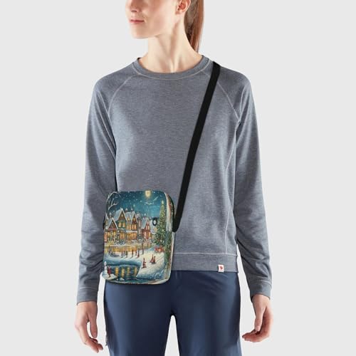 MCHIVER Small Messenger Bag Christmas Town Crossbody Bag for Men Women Fanny Packs Purse for Cycling Hiking Running2