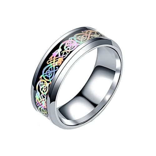 Image of HIJONES Unisex Carbide Fiber Celtic Dragon Spinner Ring Stainless Steel Wedding Spins Band