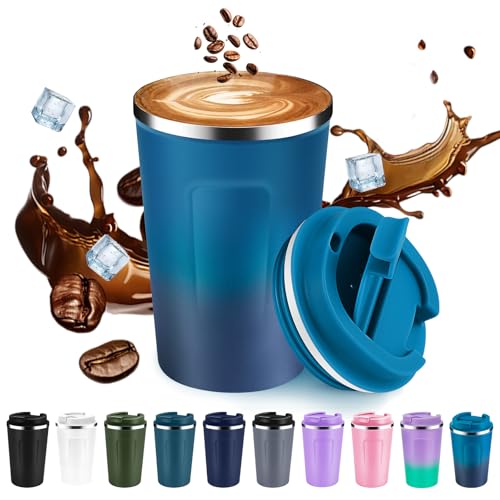Volhoply 12 oz Double Wall Vacuum Travel Mug with Flip Lid