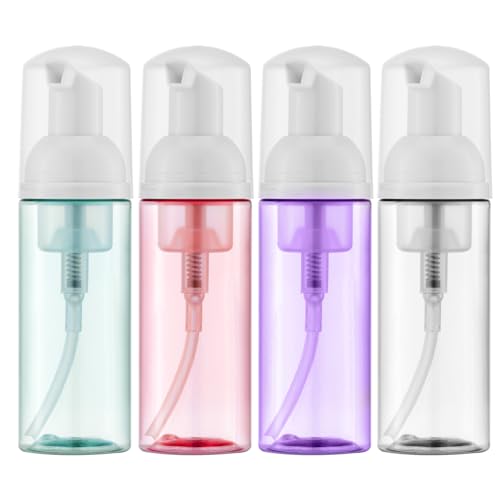 Travel Foam Pump Bottle, 2oz Small Size Foaming Soap Dispenser 4 Pack