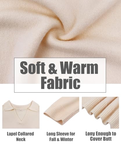 Image of CARCOS Plus Size Sweaters for Women Long Sleeve Pullover Sweaters Lapel Collared Vneck Knit Jumper Tops Fall Winter XL-5XL