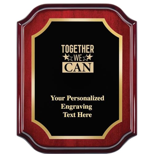 Personalized Mahogany Lifetime Plaques, Custom Engraved Teamwork Plaque with Gold Trim and Up to 5 Lines of Engraving Included Prime