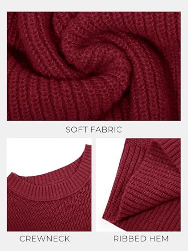 Image of Saodimallsu Womens Batwing Long Sleeve Sweaters Casual Crewneck Loose Chunky Knit Fall Pullover Tops