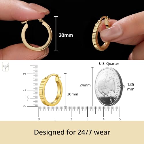 MAX + STONE Solid 14k Gold Hoop EarringsSolid Gold Hoop Earrings for Women with Secure Closure, Hypoallergenic & Anti Tarnishing4
