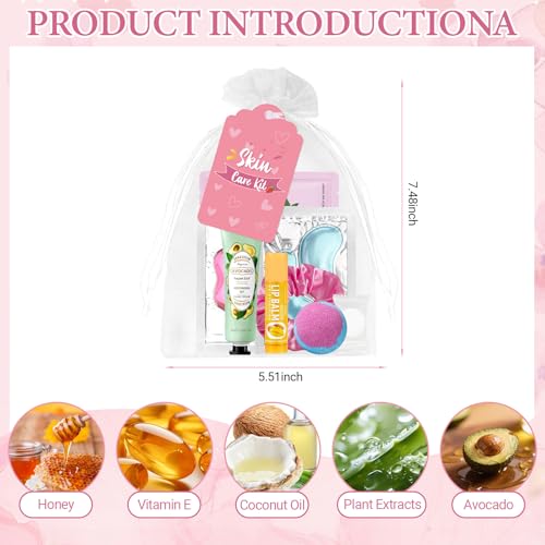 Erinde 60 PCS Spa Party Supplies for Girls, Spa Party Favors Include Face Masks Skincare, Hand Cream, Lip Balm, Under Eye Patches, Lip Mask, Foot Bath Bombs, Bulk Birthday Sleepover Party Supplies for Women
