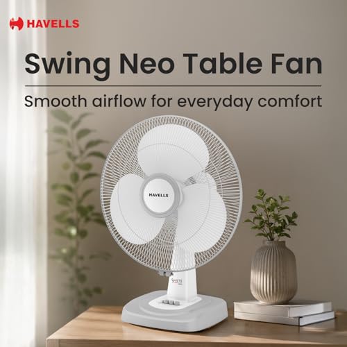 Image of Havells 400 mm SWING NEO Table Fan (WHITE GREY)