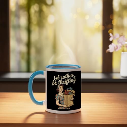 Taza cerámica azul/blanco vintage 11 onzas miniatura 3