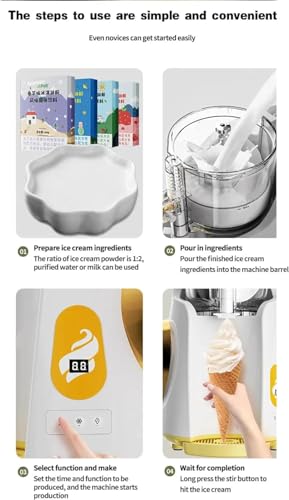 Softeismaschine, Mini Vollautomatisch, Einzelgeschmack, Desktop-Design, automatische Reinigung, ideal für Familientreffen, Restaurants, Cafés, Snackbars – Bild 4