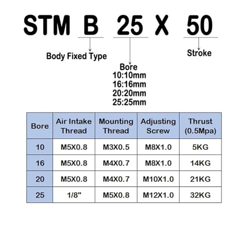 Vérin à double tige STMB 16 course réglable pour automatisme - 7