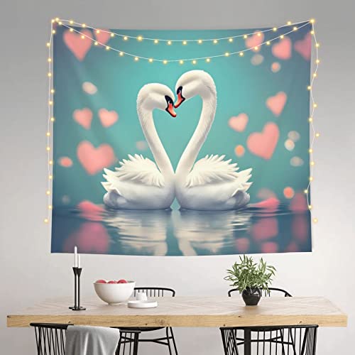 Vacsax Tapestry The Swan In Love Art Print Mural For Bedroom Living Room Dorm Home Decoration 60X51 Inches #TOP2