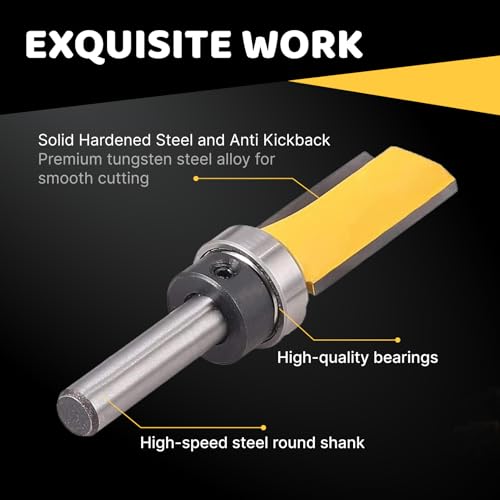 Hugwish bündigfräser kugellager oben 6mm 3pcs, fräser für oberfräse 6mm schaft, planfräser, kopierfräser, holzfräser für oberfräse, fräser für oberfräse