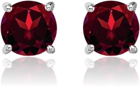 IceCarats 14K Solid White Gold 0.90 carat Red Garnet Medium Stud Earrings 5.2mm 1/4 inch Round Cut, Natural, Prong Set, Butterfly Back For Her