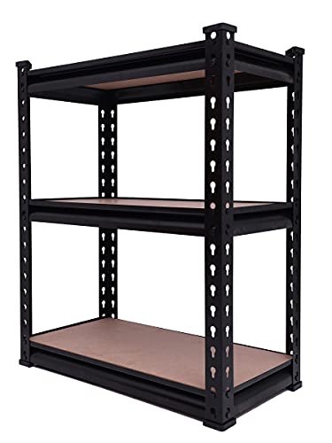 Image of Blue boy 3 Tier- Adjustable Shelving Boltless Storage Unit Utility Display Rack Home and Kitchen Organizer Size :30 inch(H) 24 inch(L) 12 inch(D) -Black Matte Finish