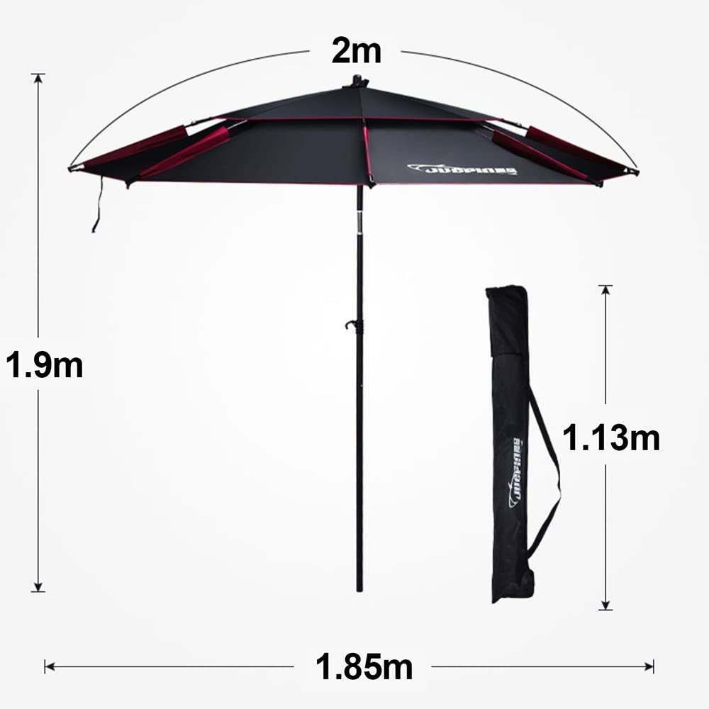 Ombrellone da Pesca Antivento, Ombrellone da Spiaggia All'aperto Protezione UV Portatile 220cm Ombrello da Spiaggia con Ancoraggio di Sabbia(Gray,200cm/6.5ft)