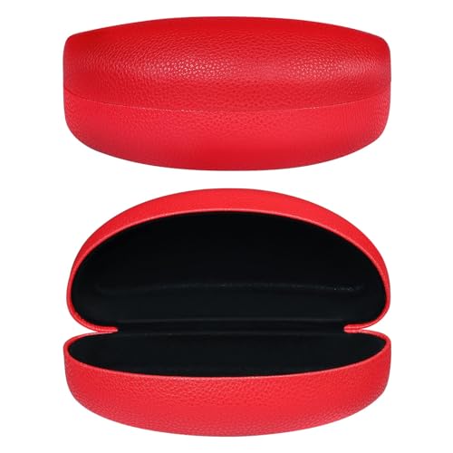 Capa rígida de couro PU, estojo de óculos portátil de viagem para homens, mulheres, meninas, viagens, estudo, trabalho, Vermelho, M