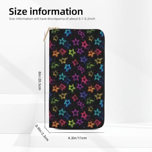 Colorful Stars Print Wallet Women Men, Long PU Leather Wallets for Women, Cute Womens Travel Wallet Purse Pouch with Zipper Pocket3