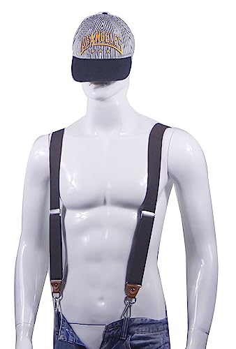 Image of Mens Suspenders with 3 Swivel Hooks Belt Loops 1.4 Inch Wide Heavy Duty Adjustable Braces