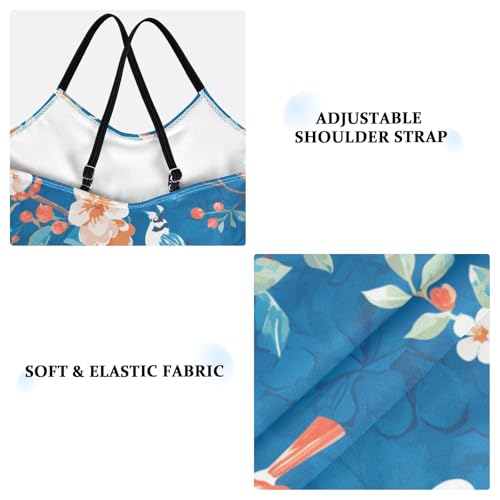 KLL Watercolor Floral Vintage Pattern Flowers Birds Girls' 1 Piece Swim Suit Summer Swimming Suits with Adjustable Straps3