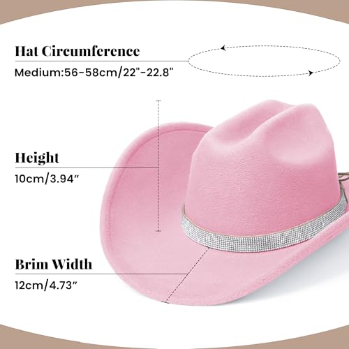 Image of Cowboy Hats for Women and Men with Wide Brim Felt Western Hats for Cowgirls and Cowboys