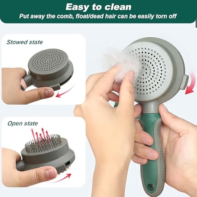 Cat Grooming Brush, Double-Sided Retractable Cat Hair Brush with Non-slip Handle, Dog Bath Massage Brush, Cat Brushes for Indoor Cats Shedding-I3fZpYei