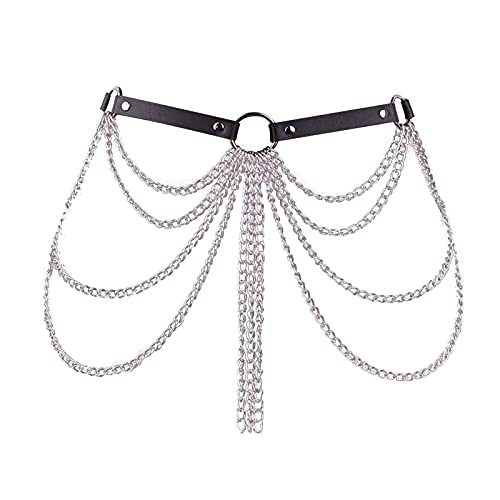 Punk Taillenkette Gürtel Leder Layered Belly Body Chains Leder Body Chain Gürtel Körperschmuck Premium Hang Low Multi Gliederkette Für Frauen Mädchen Cover