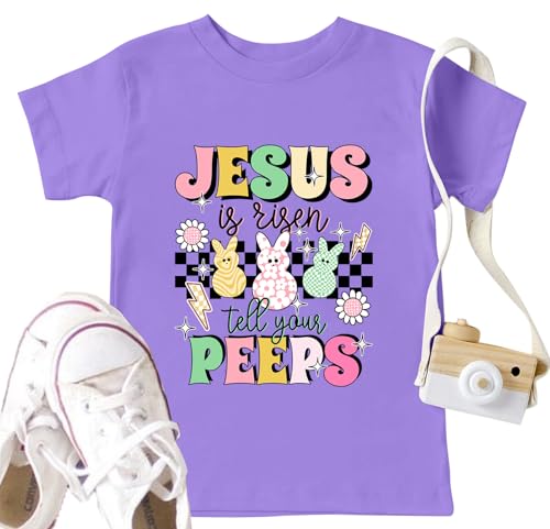 Image of LAZYCHILD Kids Easter Shirt Girls Happy Easter Shirts Rabbit Graphic Long Sleeve Striped Tee Tops 5-14 Years