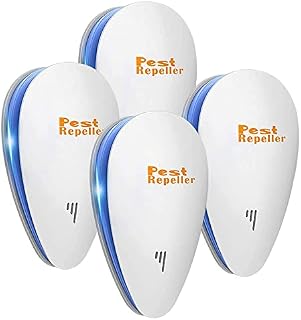 LEOP Ultrasonic Pest Repeller 4 Pack, Wall Plug-in Electronic Insect Repellent, Indoor Pest Control Devices with Night Light, Anti Mosquitoes, Fleas, Ants, Bed Bugs, Flies, Spider, Wasp (White)