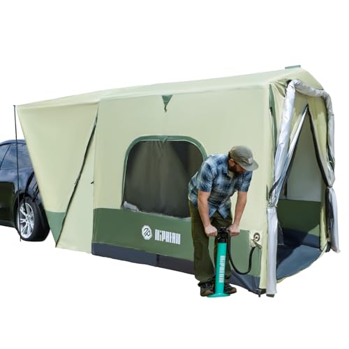 Niphean SUV Tent, 2 Mins Fast Setup Inflatable SUV Tents for Camping, Car Tent with Multi Room for 2/4/6 Person/Family, PU 3000mm Waterproof & UPF 50+ Silver Coated for Family Camping Hiking Parties