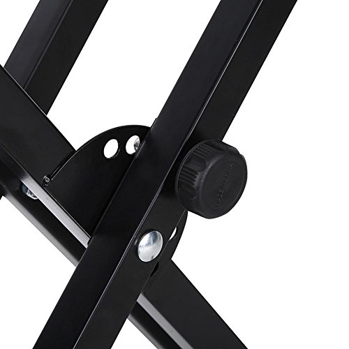 lyrlody Supporto per tastiera, doppio supporto per tastiera, telaio X, supporto per tastiera, supporto elettrico, per organi con piedini in gomma, nero, 95 x 43 cm
