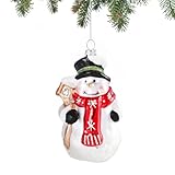 MUMTOP Christmas Ornaments, Glass Blown Christmas Figurine Ornaments Hanging Snowman Hand-Crafted Glass Holiday Ornament for Christmas Tree Indoor Home Decorations