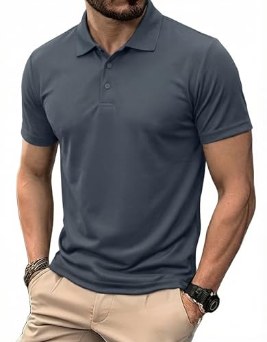 PINSPARK Polo Deportivo Hombre Manga Corta Tejido Absorbente de Sudor Secado Rápido Ligero para Golf Diario y Actividades al Aire Libre