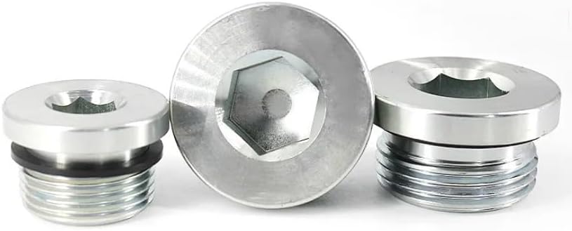 Thread Socket Pipe End Plugs Fitting， Galvanized Male Hex Cap Rubber Sealing Ring Flange Plug Fitting Multiple Sizes(M12x1 5PCS)