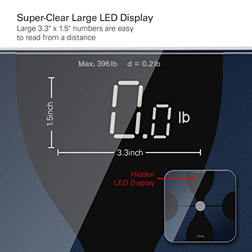 Visiontechshop S Body Bluetooth Body Fat Scale, Smart Digital Scale With Large Hidden Led Display, Body Composition Monitor, Free App Works With Ios And Android For Measuring For Weight, Black #TOP6