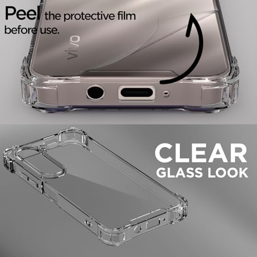 Image of Outlouders Back Cover for Vivo T4 Lite 5G / Vivo Y19 5G Clear Transparent PC + TPU Bumper Case with Raised Edges for Shockproof Protection (Transparent)