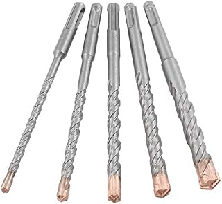 Hammer Drill Bit Set, 5PCS (6mm~14mm) Cross Drill Bits SDS-Plus Electric Hammer Impact Drill Bit for Drill Holes in Concrete, Ceramic Tile, Stone, Metal, Plastic & Multi-Layer Materials (5PCS/16CM)
