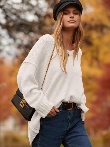 ANRABESS Women's Oversized Casual Loose Slouchy Scoop V Neck Batwing Long Sleeve Knit 2025 Fall Pullover Sweaters4