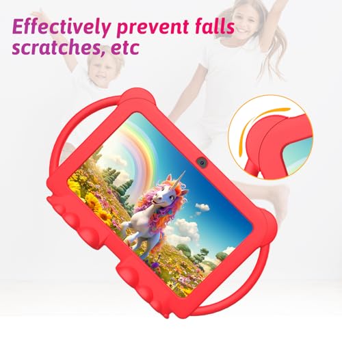 Image of 2026 Tablet for Kids, Android 12 Kids Tablets 7 inch, 4+32GB ROM(1TB Expand), Toddler Tablet with Parental Control, BT, WiFi, Dual Camera, Shockproof Case, Kids APP Preinstalled, Education(Red)