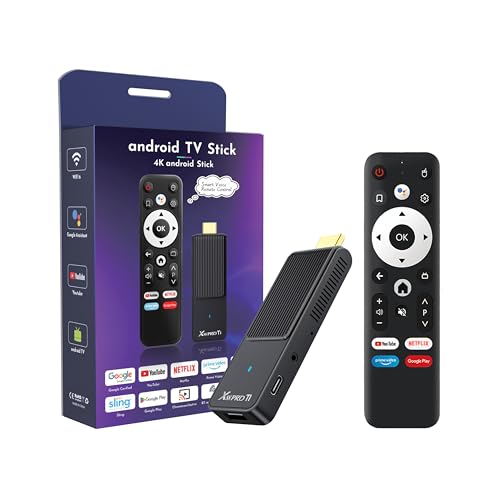 GREVA TV Stick Android 4K Ultra HD-Streaming-Gerät, Neuestes Android 14.0 TV-Stick Box 2 GB 16 GB HDR/AV1/2,4G/5G WiFi/BT 5.0, 3D HD Smart Box Streaming Media Player mit Assistant Sprachfernbedienung