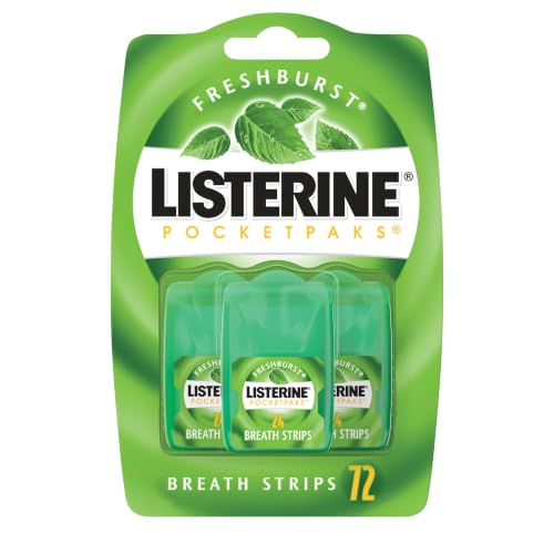 Listerine Freshburst Pocketpaks Bad Breath Strips, Kills Germs, Portable Pack, 24 Count, Pack of 3