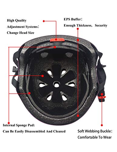 Lamsion Kids Helmet Adjustable Toddler Bike Helmet for Kids Ages 3-8 Years, Boys Girls Helmet with Protective Gear Knee Elbow Wrist Pads for Bicycle Skating Skateboard - CPSC Certified (Pink - Flower)